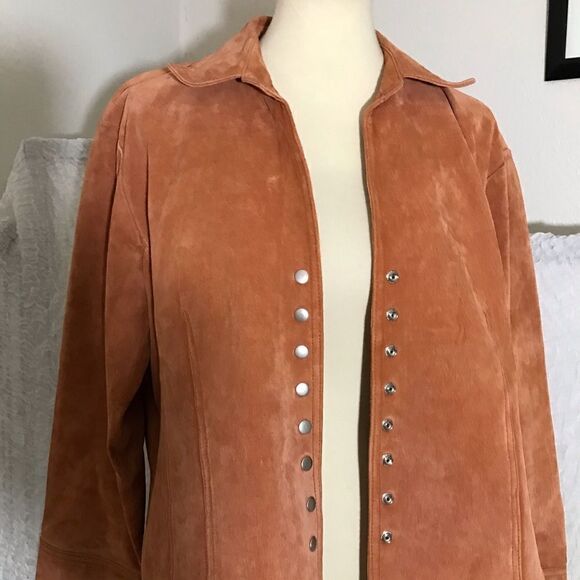 Coldwater Creek Y2K Vtg Suede Orange Jacket Size PXL - Picture 6 of 12